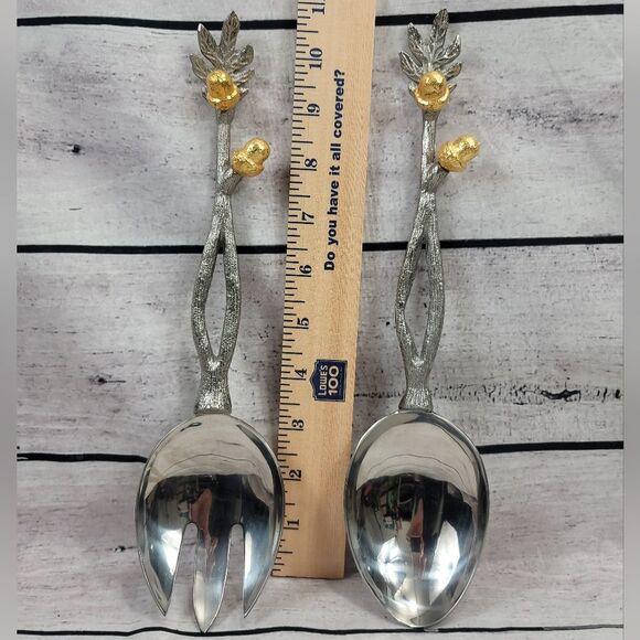 Acorn Branch Decorative Silver Serving Set - Picture 3 of 9